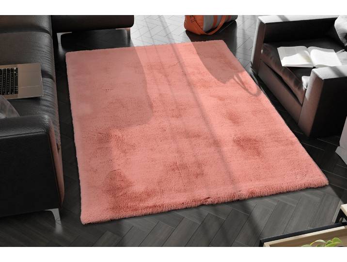 Hochflor-Teppich OCI DIE TEPPICHMARKE ROCKY SOFT, Fell Haptik , rot (rosenholz), B:200cm H:35mm L:290cm, Polyester, Teppiche, Hochflor-Teppich, Kunstfell, weich, kuschelig, maschinell gewebt, Kaninchen Haptik