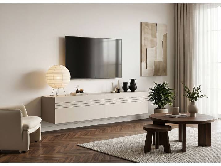 Lowboard OTTO HOME SPIAGGIA, 2-teiliges Set, Breite 180cm, stehend & hängend montierbar , kaschmir, B:180cm H:36cm T:34cm, Holzwerkstoff, Sideboards, Lowboard, TV-Möbel, TV-Schrank, TV-Lowboard, Mediaboard