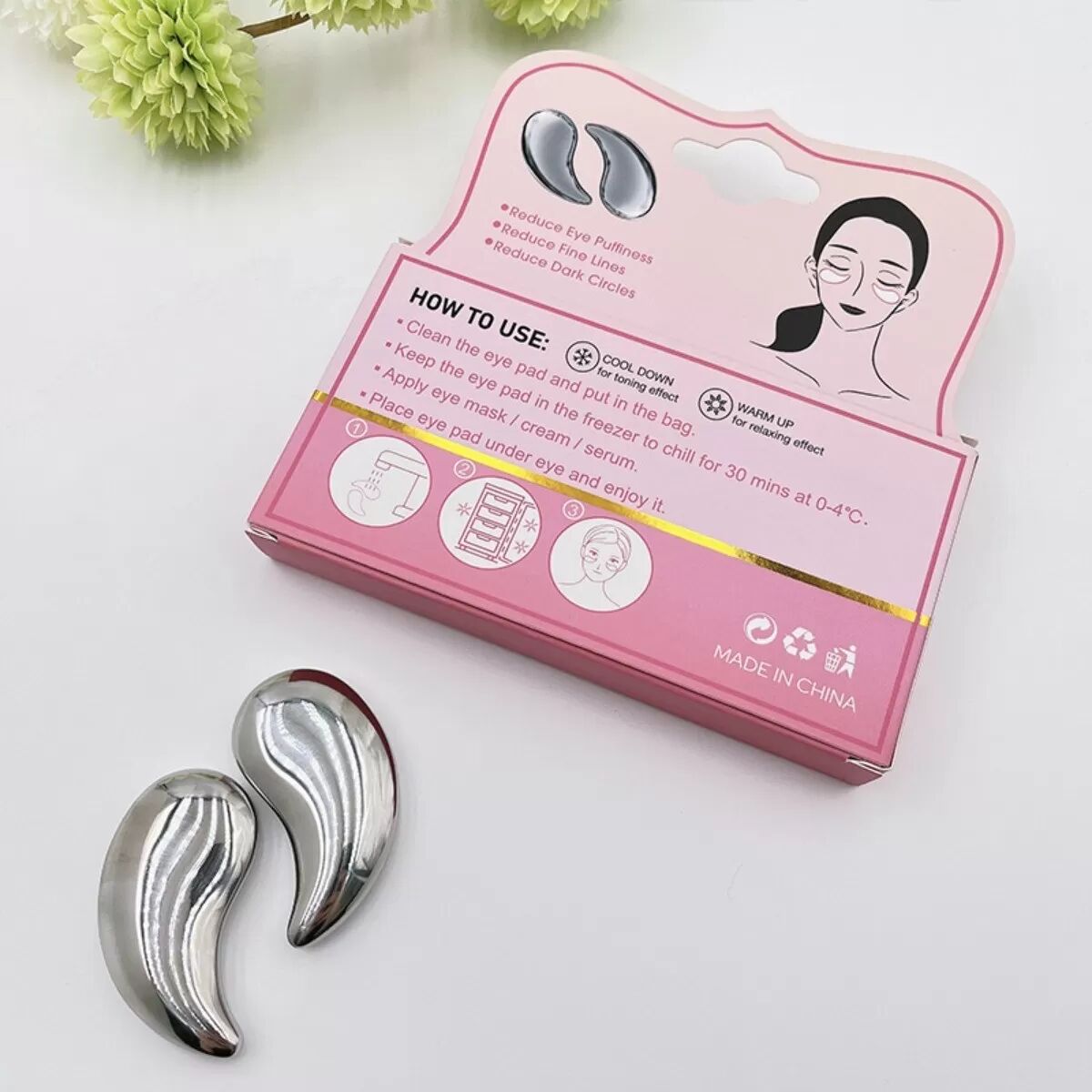 INF Coussinets de Masque de Refroidissement pour les Yeux en Acier Inoxydable - Réduit les Cernes et les Poches