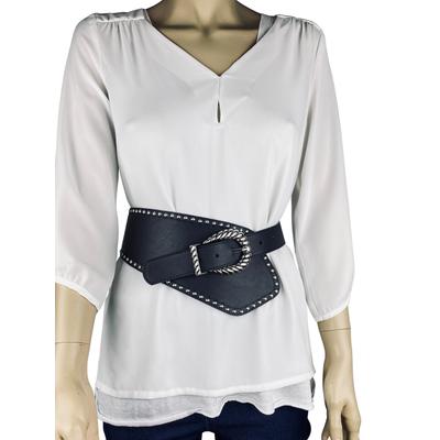 Ledergürtel "Western", Damen, Gr. M, schwarz, Leder, COLLEZIONE ALESSANDRO, unifarben, Basic, Gürtel Ledergürtel, handgefertigt aus Leder