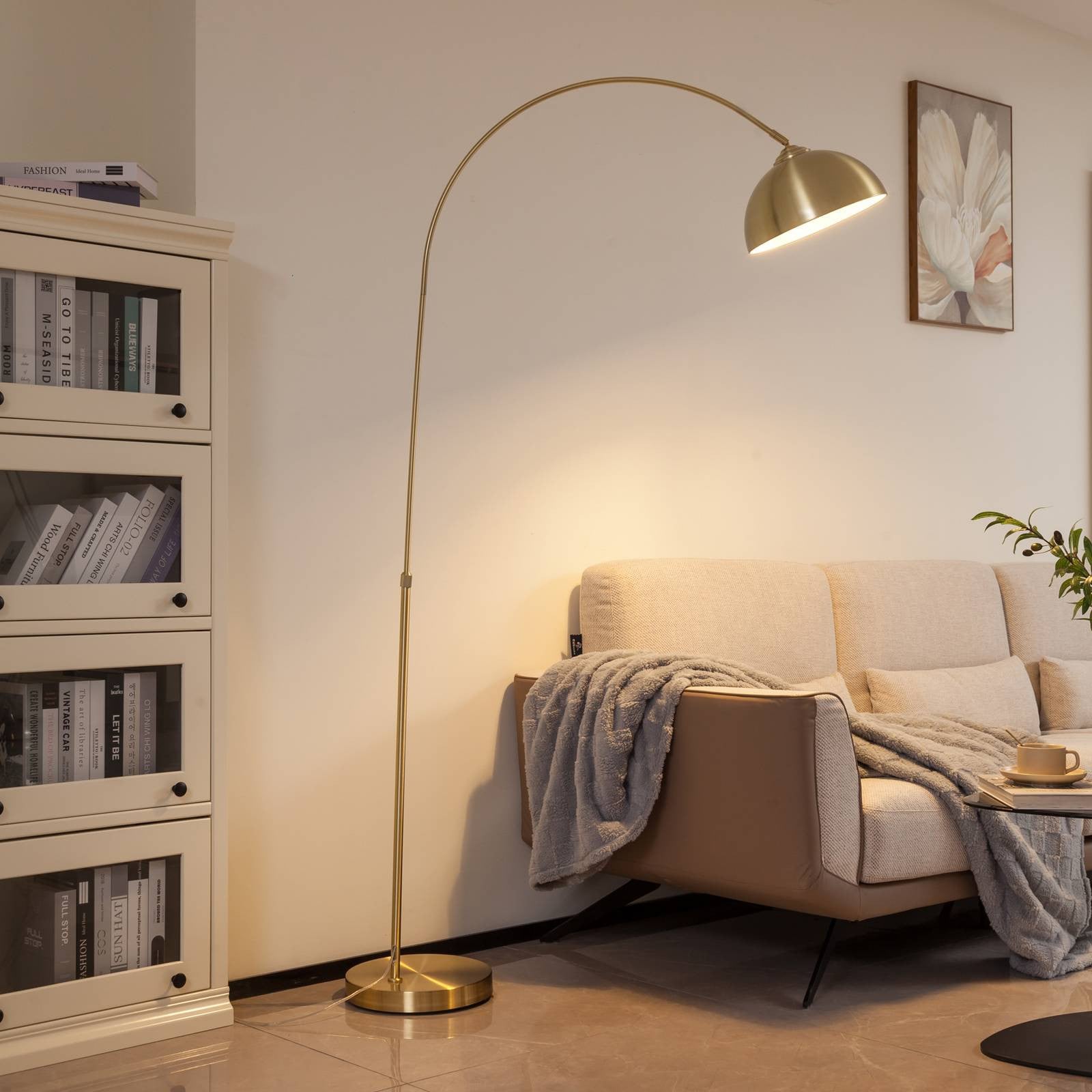 Lindby Booglamp Modern Goud/Messing Metaal Hoogteverstelbaar
