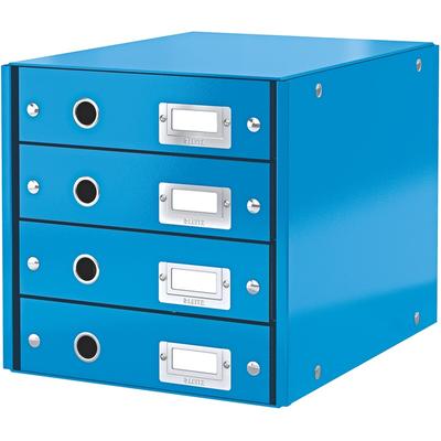 LEITZ Schubladenbox 4 Fächer Karton blau Packung mit 3 Stück