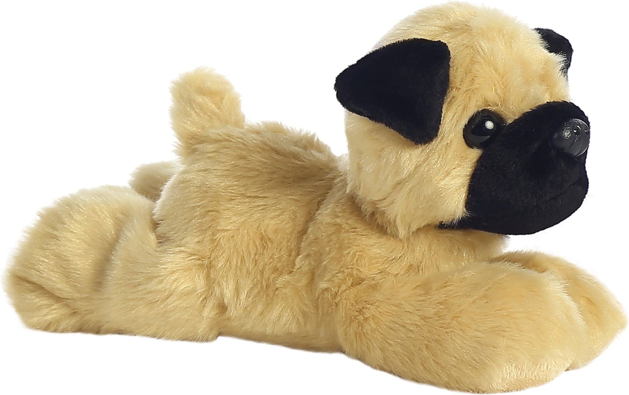 Aurora 8" Plush- Mini Flopsie- Mr Pugster Pug, Soft Golden Brown Pug Plush Toy, 20 cm, Eco-Friendly, for Kids & Adults
