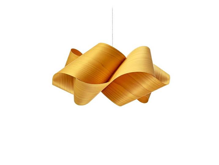LZF LUZIFER lampe à suspension SWIRL LARGE rosace nickel (Jaune - Vernis à bois)