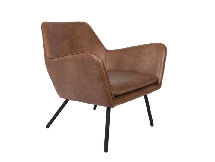 Fauteuil lounge en aspect cuir vintage marron