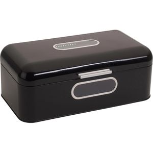 Echtwerk Brotkasten Retro big, Metall, Klappdeckel, 42,5 x 23,8 x 17 cm, schwarz