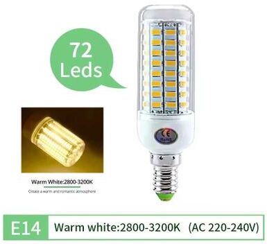 Uplifted Finds LED Corn Bulb E27 E14 High Brightness Energy Saving Light For Ceiling Chandeliers And Home Lighting 72 Leds E14 Warm