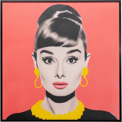 Bild mit Rahmen KARE DESIGN "Gerahmtes Bild Diva 60x60cm", bunt (farbe bild(er): audrey hepburn), B:60,6cm H:60,6cm T:3,5cm, Papier, Polyresin, Bilder, verschiedene Motive