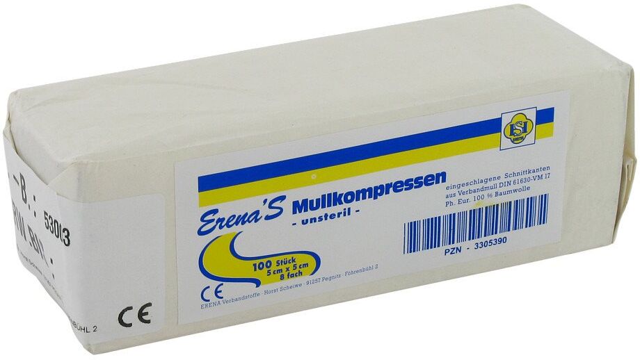 Erena Unsteril Mullkompr.5x5 cm 8fach 100stk