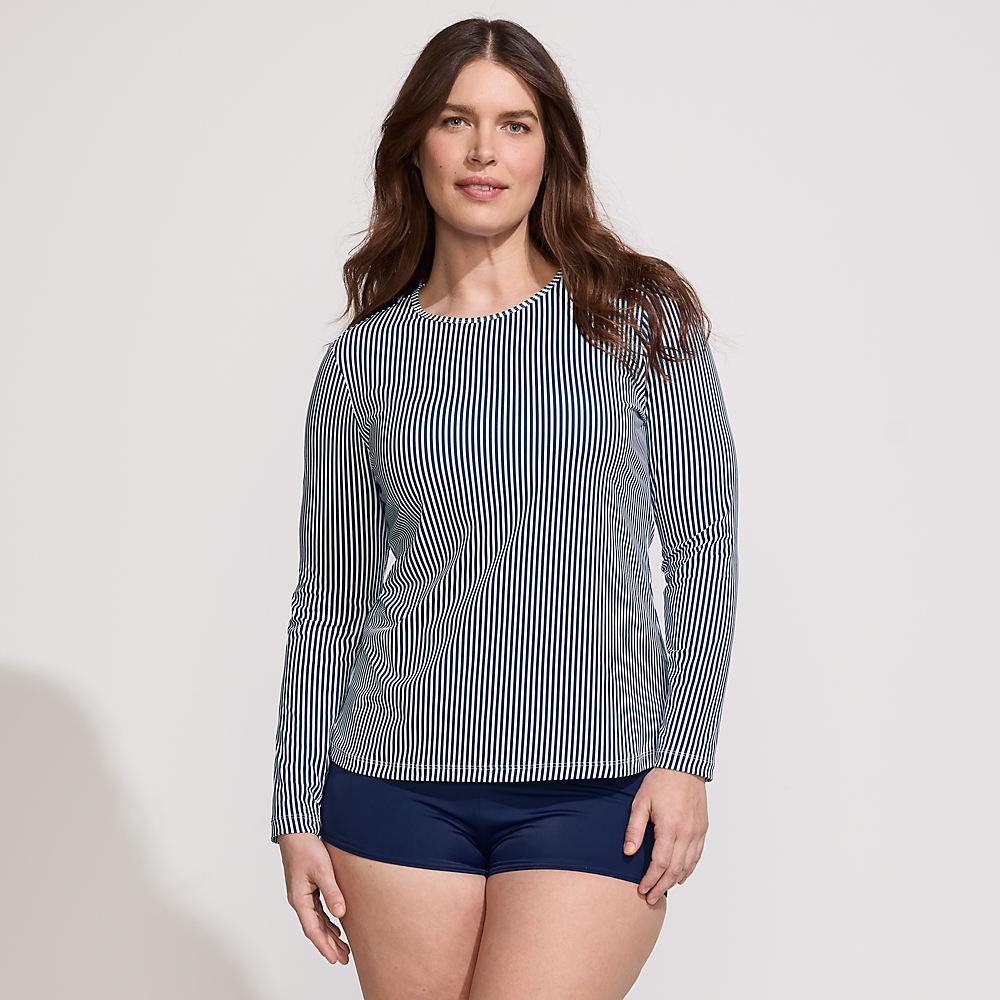 Schnelltrocknendes UPF 50 Sonnenschutz-Badeshirt für Damen in Plus-Größe, Damen, size: plus, Blau, Nylon-Mischung, by Lands' End