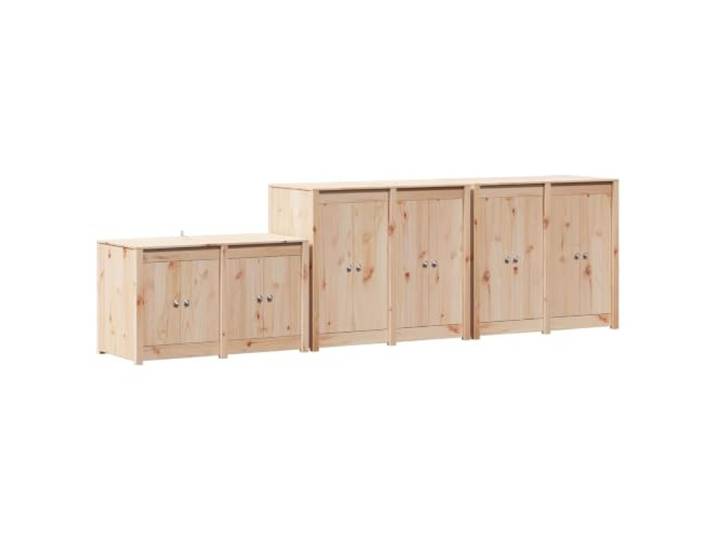 PUGYNBK MEPPEL Outdoor-Schrank, 3 Stück, Holz, Metall Wasserdicht, massive Türen, große Regale, Metallknäufe, quadratische Beine, Garten, Terrasse