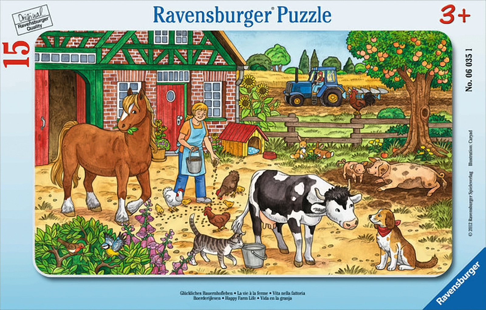 Ravensburger kinderframepuzzel Gelukkig boerenleven, 15 stukjes