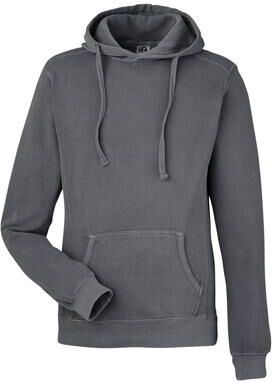 J America 8730JA Comfort Dye Fleece Hood T-Shirt in Lead size Large   Cotton/Polyester Blend