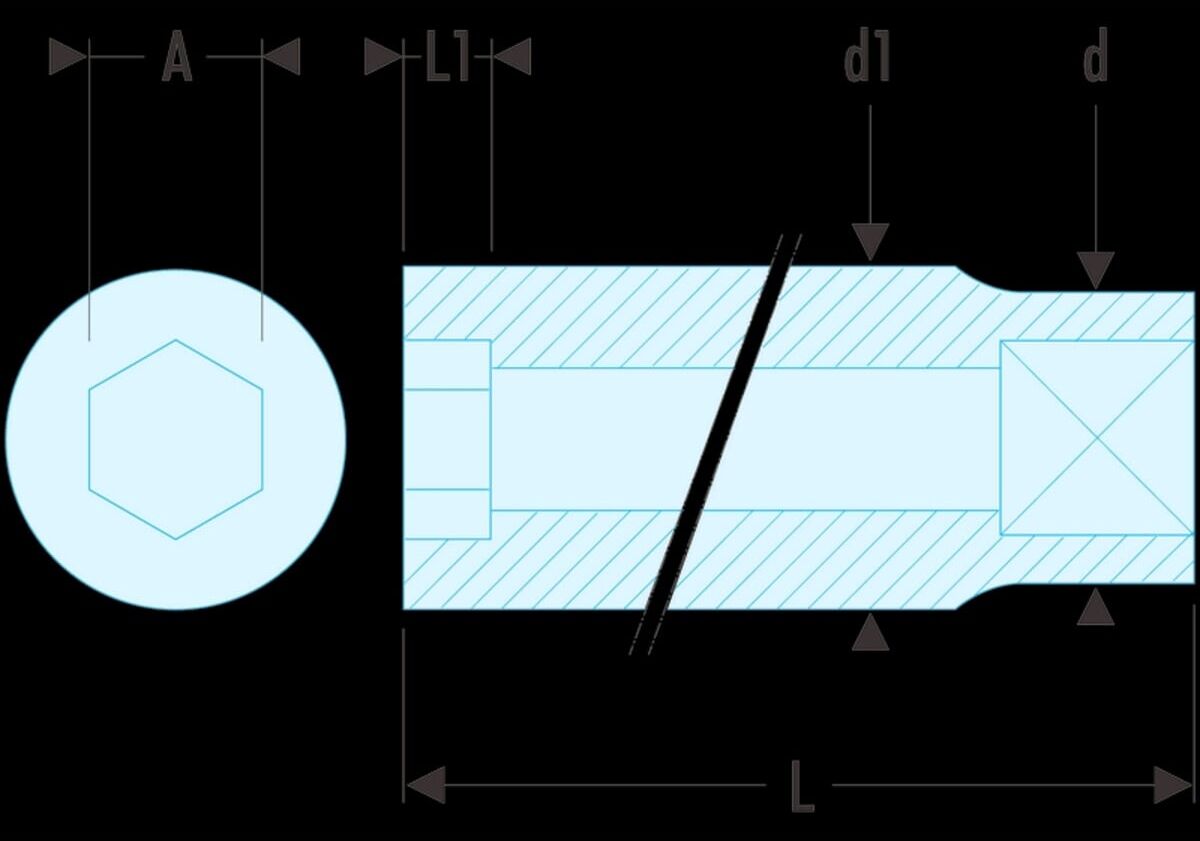 Facom Steckschlüssel 3/4" 6-Kant lang 23mm (K.23LA)