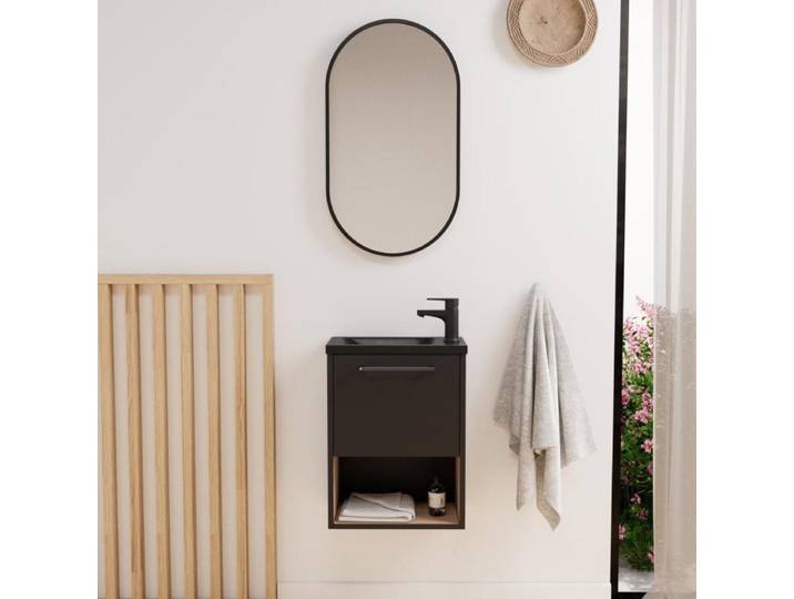 Ensemble lave-mains NIKA avec niche et miroir ovale