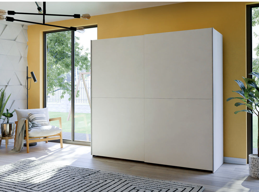 17 Stories Nakari 2 Door Wardrobe White 190 cm H x 200.1 cm W x 61 cm D