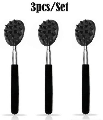 Uplifted Finds Extendable Cactus Back Scratcher With Adjustable Handle And Durable PVC Spiked Head 3 Pcs Black
