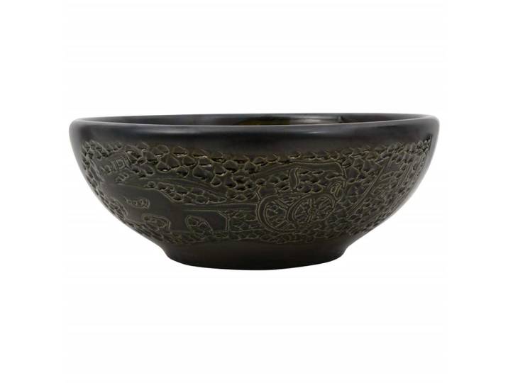vidaXL Vasque à poser Noir Rond Ø41x14 cm Céramique