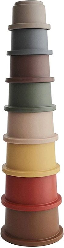 Mushie Stacking Cups Toy jouet 3 en 1 Retro 8 pcs