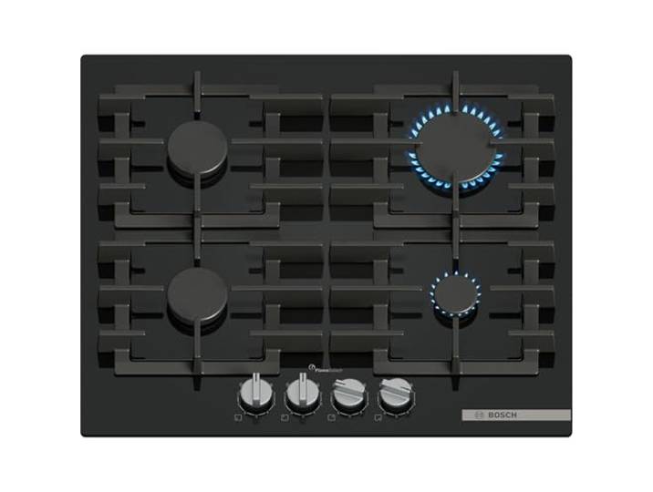 Bosch PPP6A6I40 Serie 6 Gaskochfeld, einfache Reinigung 60 cm, Schwarz, 4 Kochfelder, abnehmbare Tasten, FlameSelect