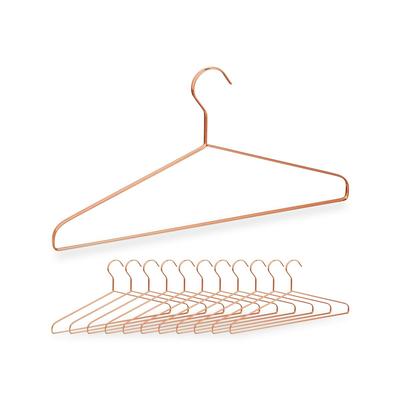 Relaxdays Kleiderbügel, 12er Set, für Hemden, Jacken & Hosen, platzsparend, Metall, 42 cm breit, schöne Bügel, kupfer