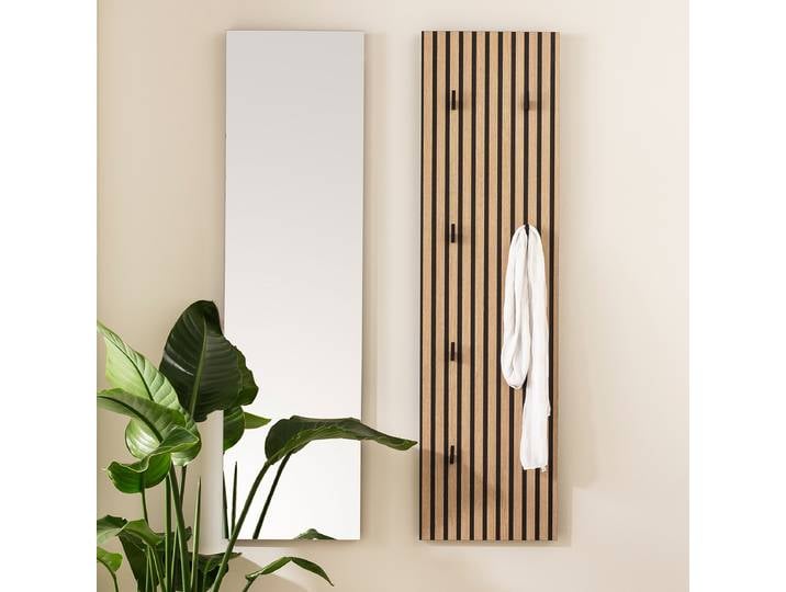 Porte-manteaux mural Ryker - miroir 60 x 111 x 3cm Marron