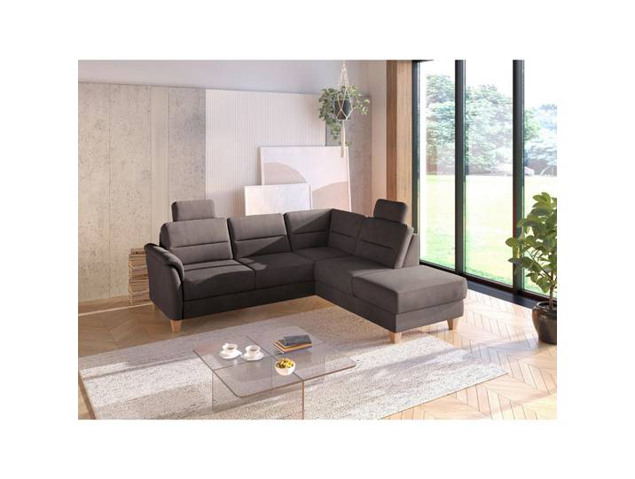 Ecksofa, Dunkelbraun, 236x212 cm, Textil, 5,5-Sitzer & Ottomane rechts, Sit&More