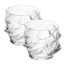 Intirilife 2x Whisky Glas in KRISTALL KLAR 'SCULPTURED' - 300 ml Füllmenge - Old Fashioned Whiskey Kristallglas Bleifrei im Sculpture Design