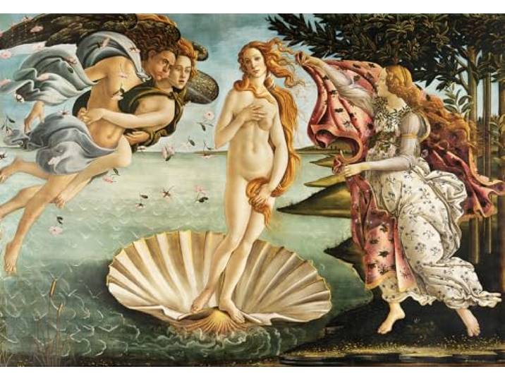 STYLER Leinwandbild Birth of Venus 70 x 100 cm (AUFHÄNGFERTIG) I Klassische Kunst von Botticelli I Wandbild für Wohnzimmer Schlafzimmer Büro I Eleganz & Geschichte I Made in Europe