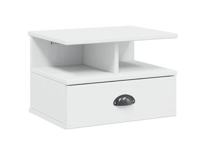 HGFDVCMR Wandnachttisch Weiß 40x31x27 cm Massivholz Kiefer mit Schublade Platzsparender Hängeschrank für das Schlafzimmer mit praktischem Drahtregal für Bücher und Pflegeleichte Reinigung