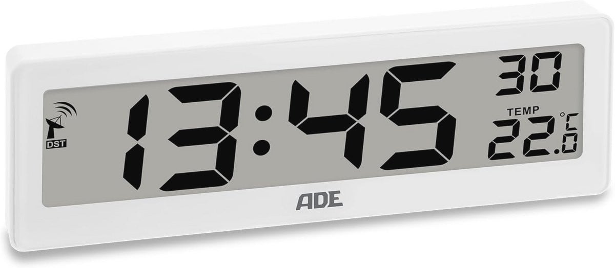 Digitale Radiogestuurde Woonkamer Klok met Temperatuurweergave - Wit
