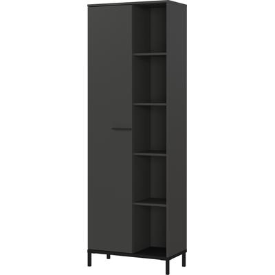 Aktenschrank GERMANIA "GW-Rovigo, mit offenem Regal", grau (graphit), B:64cm H:190cm T:34cm, Holzwerkstoff, Metall, Schränke, spiegelverkehrt montierbar, Höhe 190 cm, Made in Germany
