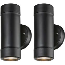 2er Set UP Down LED Außen Wand Lampen Fassaden Garten Terassen Beleuchtung Leuchten IP 44 Schwarz