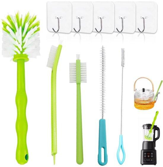 Benza Ibenzoa Reinigingsborstelset, 4-delig, voor mixers en kookgerei met nylon borstels en 5 haken