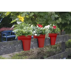 KHW Geländerblumentopf Flowerclip, 3er Set, rot