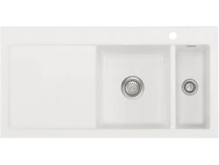 Flächenbündige Spüle MERA 100 F in POLAR Becken rechts - Handbetätigung