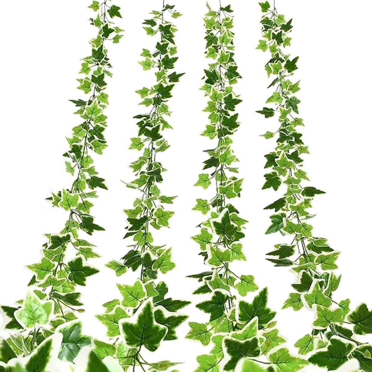 Set van 4 groene kunstmatige klimopguirlandes voor decoratie van je tuin, keuken of woonkamer