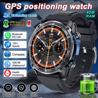 Inspire Picks 2025 Military GPS Smartwatch Offline Maps, 4GB Storage & Sports Tracking Watch black 1000mah Offline Map