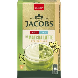 Jacobs Matcha Typ Matcha Latte Vanille, gesüßtes Grünteepulver, Instanttee, ideal für Matcha-Latte, 116 g, 8 Beutel