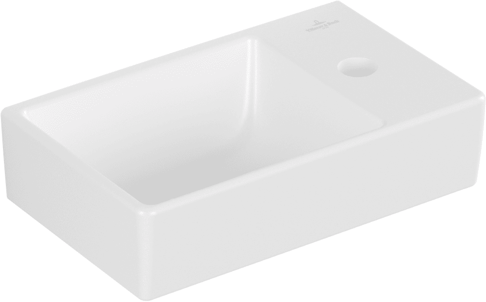 Villeroy & Boch Handwaschbecken Avento 360x220mm re-eckig BP li 1HL. o. ÜL. Stone White cplus, 43003 43003LRW