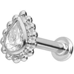 14 Karat Gold Labret mit Innengewinde MOISSANIT-TROPFEN + KUGELN
