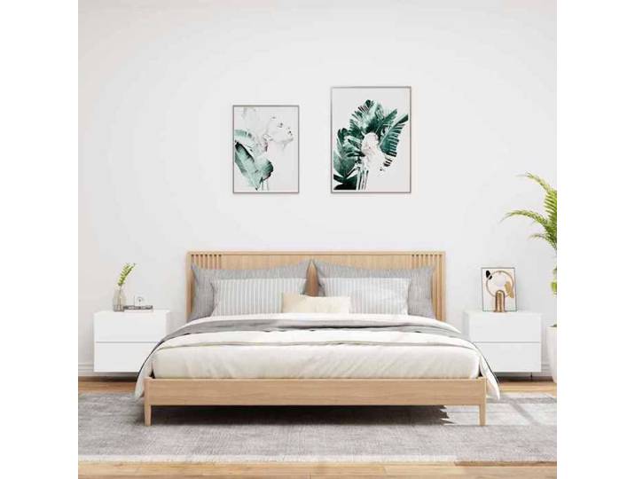 Tables moderne - Blanc - Tables de chevet murales - avec lumières LED - (2 pcs) - blanc 50x39x41 cm T415