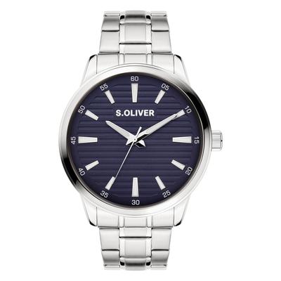 Quarzuhr S.OLIVER "Core Round", silberfarben, blau, blau, Armbanduhren, Herren, silberfarben, Quarzuhr, Armbanduhr, Herrenuhr, Edelstahlarmband, analog