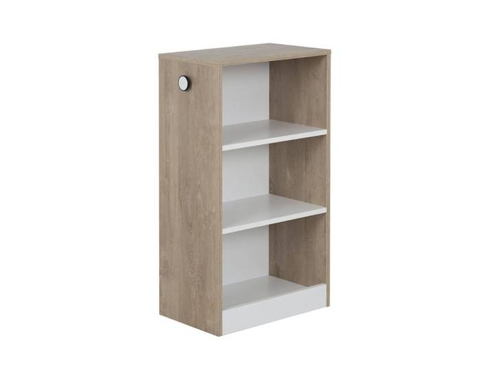 Petite bibliothèque 3 niveaux couleur chêne et blanc