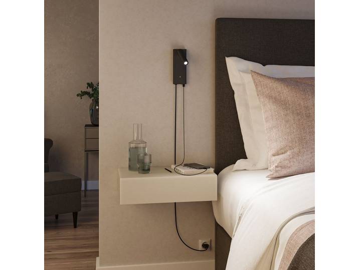 Hulda USB LED-Spot, 3-step, schwarz, Schalter - Paulmann - Schlafzimmer - Modern - Metall - Einflammig
