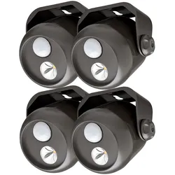 Mr. Beams Batterie-LED-Außenstrahler "MB314" Braun mit Bewegungsmelder 4er Pack