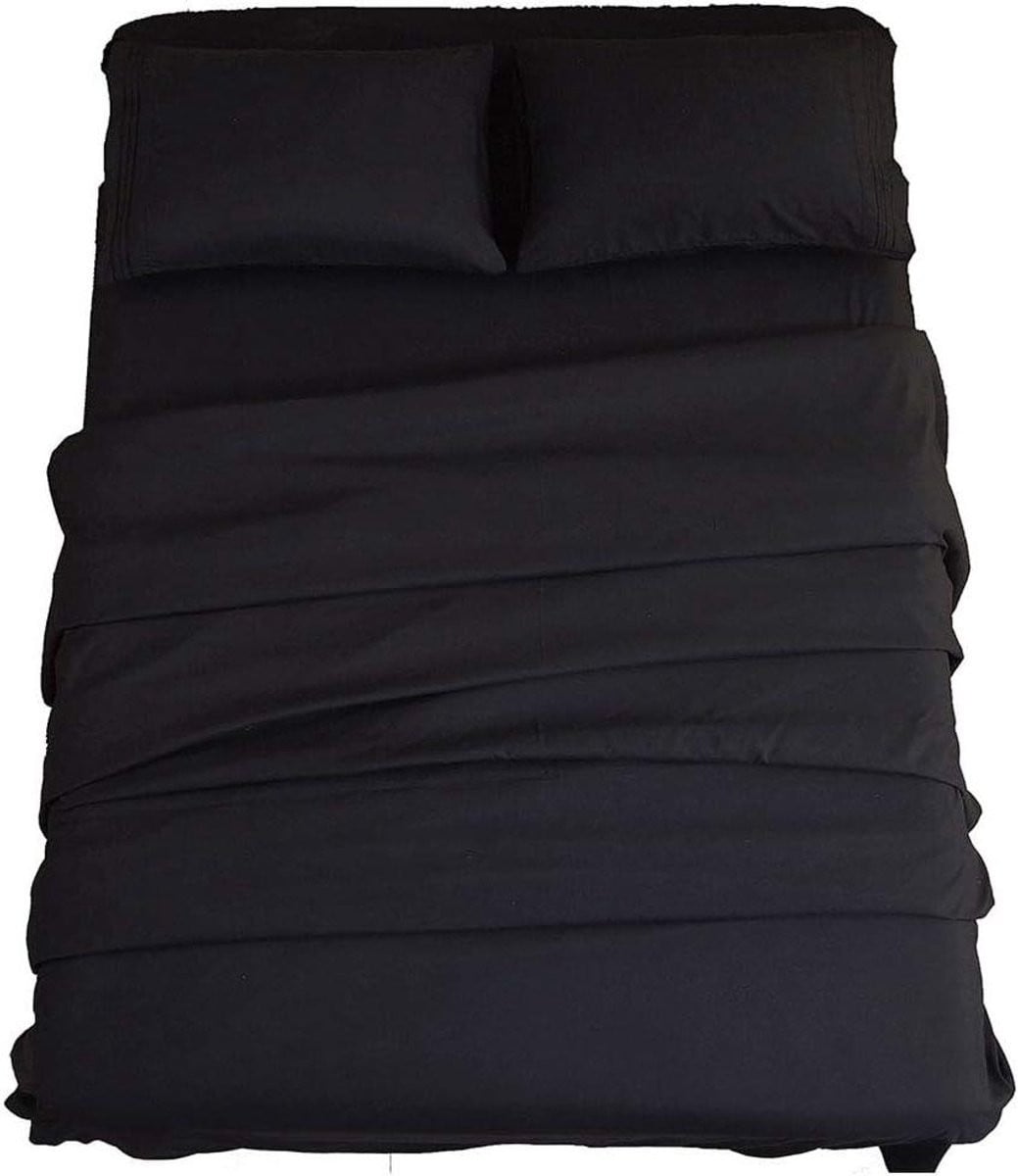 Luxe Microvezel Beddengoedset - Ultra-Zacht Dubbel Geborsteld - King - Zwart