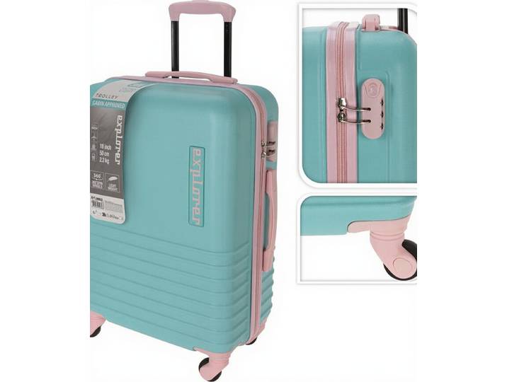 ProWorld Explorer Koffer Trolley - 18 inch, Mintgroen &amp; Roze, 30 L