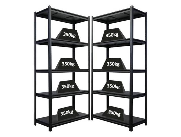 PROREGAL Mega Deal 2X Schwerlastregal Thorin HxBxT 180x90x40cm Fachlast 350 kg Schwarz, Stahl, Metallregal, Vorratsregal Schimmelfrei, Kellerregal Metallböden, Steckregal, Garagenregal, Lagerregal