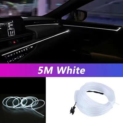 Inspired Finds 16.40ft USB Powered Car Interior LED Strip Light Flexible Neon Ambient Lighting white usb Drive
